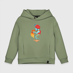 Толстовка оверсайз детская Джинн и золотая рыбка, цвет: авокадо