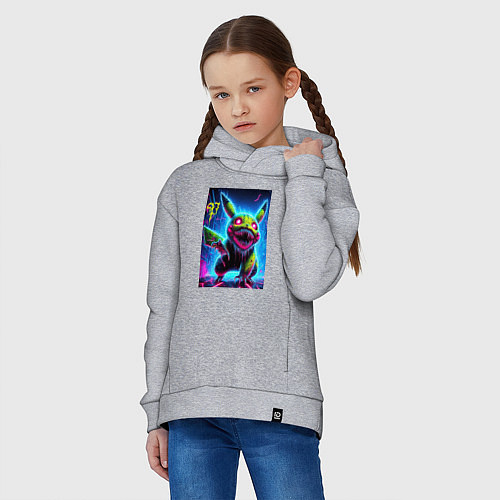 Детское худи оверсайз Pikachu - nightmare ai art fantasy / Меланж – фото 3