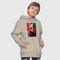 Толстовка оверсайз детская Ван-Пис Зоро Ророноа, цвет: миндальный — фото 2