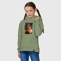 Толстовка оверсайз детская Клинок, рассекающий демонов Дзэнъицу Агацума молни, цвет: авокадо — фото 2