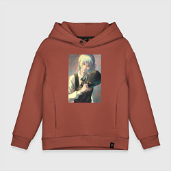 Толстовка оверсайз детская Человек-бензопила Кига одна из четырех всадников, цвет: кирпичный