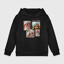 Толстовка оверсайз детская Люблю кукол, цвет: черный