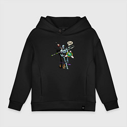 Толстовка оверсайз детская Hit me boyo Hades skeleton, цвет: черный