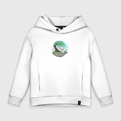 Толстовка оверсайз детская Японский кот в позе лотоса, цвет: белый