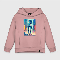 Толстовка оверсайз детская Cyber girl from future - fantasy, цвет: пыльно-розовый