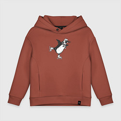 Толстовка оверсайз детская Пингвин на катке, цвет: кирпичный