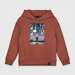 Толстовка оверсайз детская Кайдзю номер восемь Кафка Хибино звездопад, цвет: кирпичный