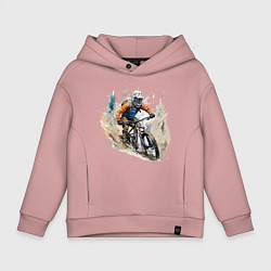 Толстовка оверсайз детская Велоспорт горный спуск, цвет: пыльно-розовый