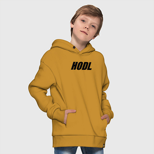 Детское худи оверсайз HODL / Горчичный – фото 4