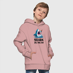 Толстовка оверсайз детская Shark ice cream - ai art, цвет: пыльно-розовый — фото 2