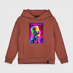 Толстовка оверсайз детская Cyber Bart - neon glow fantasy, цвет: кирпичный
