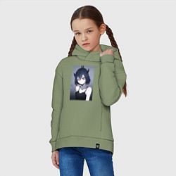 Толстовка оверсайз детская Чёрный клевер Секре Сваллотейл Неро, цвет: авокадо — фото 2