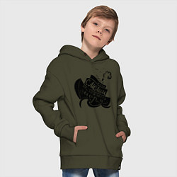 Толстовка оверсайз детская Только смелым покоряются моря, цвет: хаки — фото 2