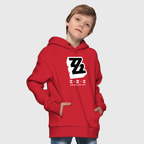 Детское худи оверсайз Zenless zone zero лого / Красный – фото 4