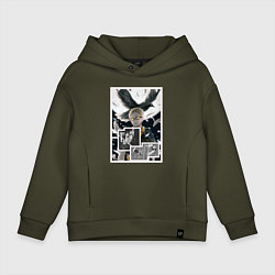 Толстовка оверсайз детская Цукишима: Волейбол - Haikyuu, цвет: хаки