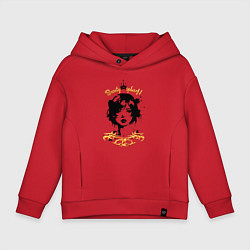 Толстовка оверсайз детская Девушка сплэш - золотистый, цвет: красный