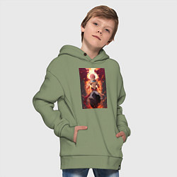 Толстовка оверсайз детская Хвост Феи Нацу Драгнил дракон, цвет: авокадо — фото 2