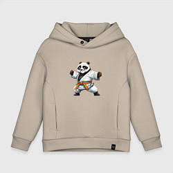 Толстовка оверсайз детская Кунгфу панда По каратист, цвет: миндальный