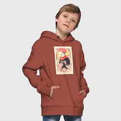 Толстовка оверсайз детская Магическая битва Сукуна Рёмэн арт, цвет: кирпичный — фото 2