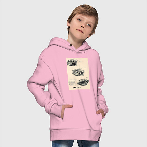 Детское худи оверсайз Автомобиль Jaguar / Светло-розовый – фото 4