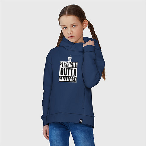 Детское худи оверсайз Straight outta gallifrey / Тёмно-синий – фото 3
