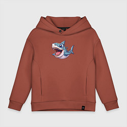 Толстовка оверсайз детская Позитивная акула, цвет: кирпичный