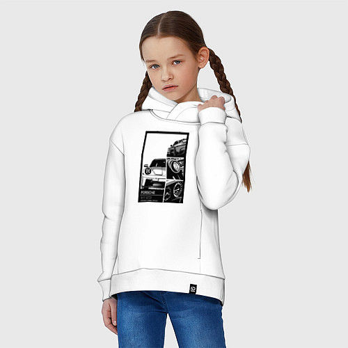 Детское худи оверсайз Porsche 911 автомобиль / Белый – фото 3