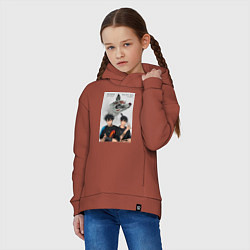 Толстовка оверсайз детская Магическая битва Мэгуми Фусигуро Аки Хаякава, цвет: кирпичный — фото 2