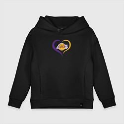 Толстовка оверсайз детская LA Lakers в сердце, цвет: черный