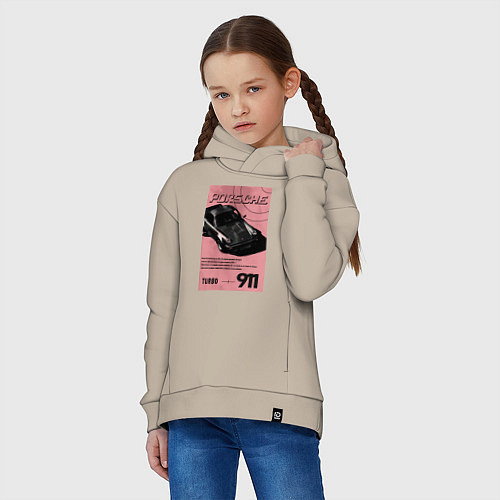 Детское худи оверсайз Porsche 911 авто / Миндальный – фото 3
