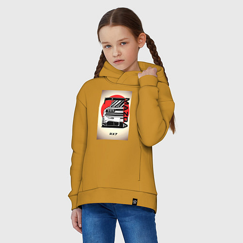 Детское худи оверсайз Mazda rx-7 автомобиль гоночный jdm / Горчичный – фото 3
