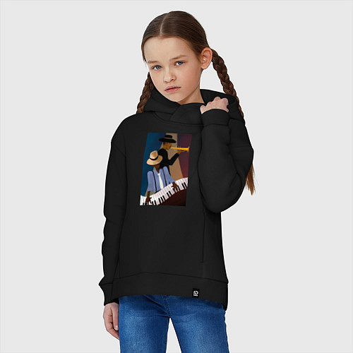 Детское худи оверсайз Музыкант джаз / Черный – фото 3