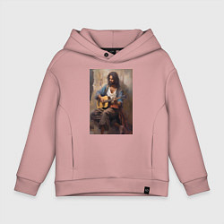 Толстовка оверсайз детская Моряк гитарист, цвет: пыльно-розовый