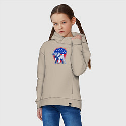 Толстовка оверсайз детская Слон США, цвет: миндальный — фото 2