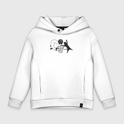 Толстовка оверсайз детская Баскетбольный кот, цвет: белый