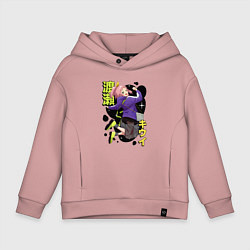 Толстовка оверсайз детская Киви Ватасэ - Медуза не умеет плавать в ночи, цвет: пыльно-розовый