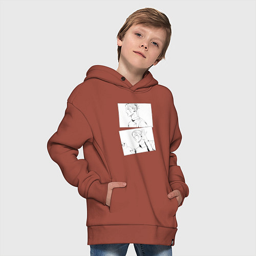 Детское худи оверсайз Эмоции Сугуру Гето - Магическая битва / Кирпичный – фото 4