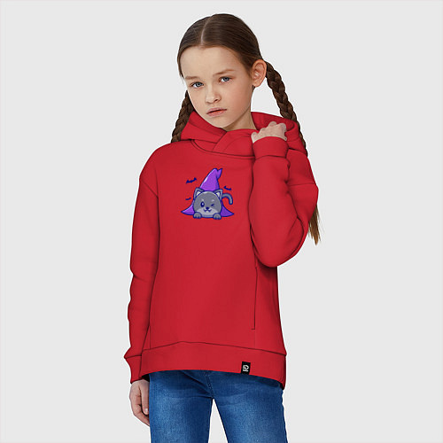 Детское худи оверсайз Halloween kitty / Красный – фото 3