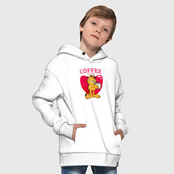 Толстовка оверсайз детская Coffee is love Гарфилд, цвет: белый — фото 2