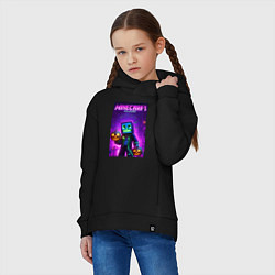 Толстовка оверсайз детская Minecraft - halloween neon glow, цвет: черный — фото 2