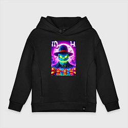 Толстовка оверсайз детская Minecraft and halloween collaboration - neon glow, цвет: черный