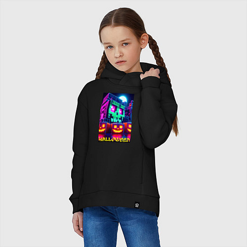 Детское худи оверсайз Halloween and Minecraft - collaboration / Черный – фото 3