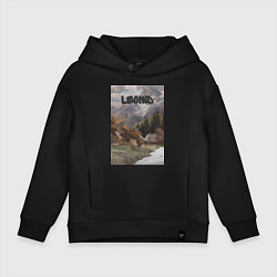 Толстовка оверсайз детская Leonid деревушка, цвет: черный