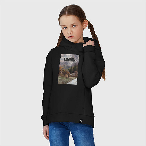 Детское худи оверсайз Leonid деревушка / Черный – фото 3