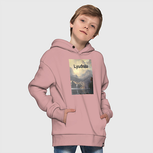 Детское худи оверсайз Lyudmila горная долина / Пыльно-розовый – фото 4