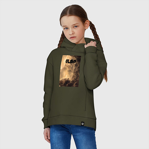 Детское худи оверсайз Oleg облака мрачные / Хаки – фото 3