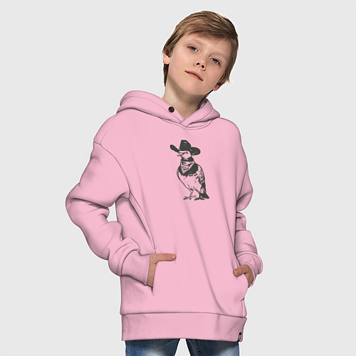 Детское худи оверсайз Голубь ковбой / Светло-розовый – фото 4