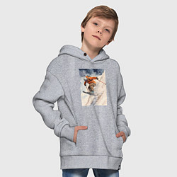 Толстовка оверсайз детская Горные лыжи спортсмен, цвет: меланж — фото 2