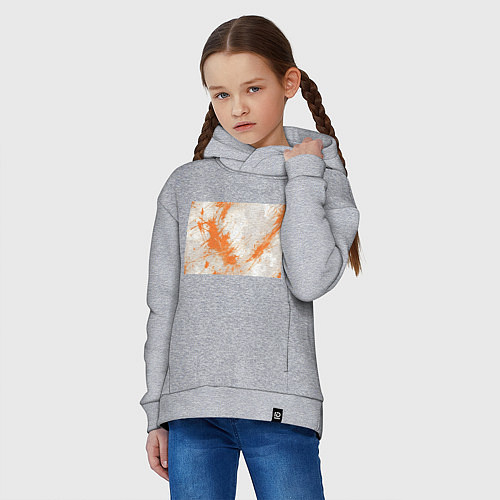 Детское худи оверсайз Оранжевая краска на белом / Меланж – фото 3