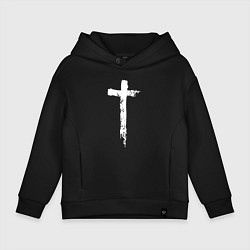 Толстовка оверсайз детская Стильный крест, цвет: черный
